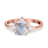 Art Deco Round Natural Stone Flower Ring