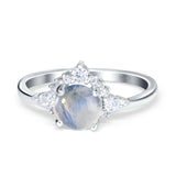 Art Deco Round Natural Stone Flower Ring