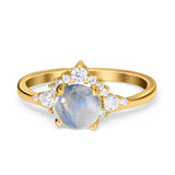 Art Deco Round Natural Stone Flower Ring