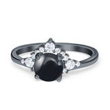 Art Deco Round Natural Stone Flower Ring