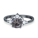 Art Deco Round Natural Stone Flower Ring