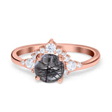Art Deco Round Natural Stone Flower Ring
