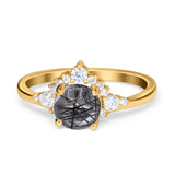 Art Deco Round Natural Stone Flower Ring
