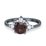 Art Deco Round Natural Stone Flower Ring