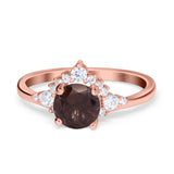 Art Deco Round Natural Stone Flower Ring