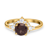 Art Deco Round Natural Stone Flower Ring