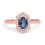 Art Deco Oval Natural Stone Hexagonal Ring