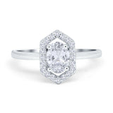 Art Deco Oval Natural Stone Hexagonal Ring