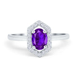 Art Deco Oval Natural Stone Hexagonal Ring