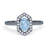 Art Deco Oval Natural Stone Hexagonal Ring