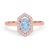 Art Deco Oval Natural Stone Hexagonal Ring