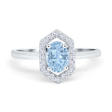 Art Deco Oval Natural Stone Hexagonal Ring