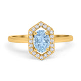 Art Deco Oval Natural Stone Hexagonal Ring