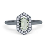 Art Deco Oval Natural Stone Hexagonal Ring
