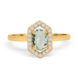Art Deco Oval Natural Stone Hexagonal Ring