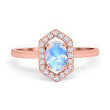 Art Deco Oval Natural Stone Hexagonal Ring