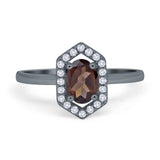 Art Deco Oval Natural Stone Hexagonal Ring