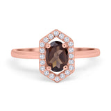 Art Deco Oval Natural Stone Hexagonal Ring