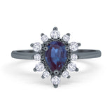 Pear Teardrop Natural Stone Floral Ring