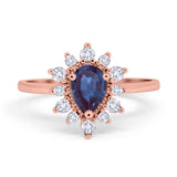 Pear Teardrop Natural Stone Floral Ring