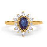 Pear Teardrop Natural Stone Floral Ring