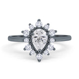 Pear Teardrop Natural Stone Floral Ring