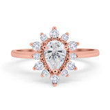 Pear Teardrop Natural Stone Floral Ring