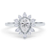 Pear Teardrop Natural Stone Floral Ring