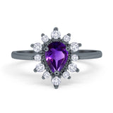 Pear Teardrop Natural Stone Floral Ring