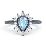 Pear Teardrop Natural Stone Floral Ring