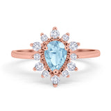 Pear Teardrop Natural Stone Floral Ring