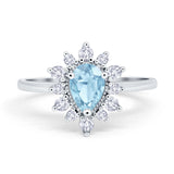 Pear Teardrop Natural Stone Floral Ring