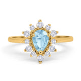 Pear Teardrop Natural Stone Floral Ring