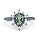 Pear Teardrop Natural Stone Floral Ring