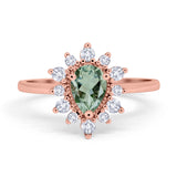 Pear Teardrop Natural Stone Floral Ring