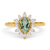 Pear Teardrop Natural Stone Floral Ring