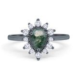 Pear Teardrop Natural Stone Floral Ring