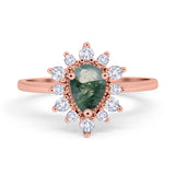 Pear Teardrop Natural Stone Floral Ring