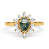 Pear Teardrop Natural Stone Floral Ring