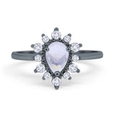 Pear Teardrop Natural Stone Floral Ring