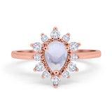 Pear Teardrop Natural Stone Floral Ring