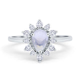 Pear Teardrop Natural Stone Floral Ring