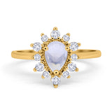 Pear Teardrop Natural Stone Floral Ring