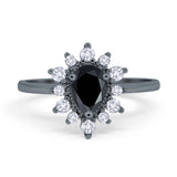 Pear Teardrop Natural Stone Floral Ring