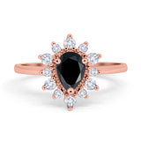 Pear Teardrop Natural Stone Floral Ring