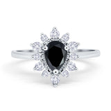 Pear Teardrop Natural Stone Floral Ring