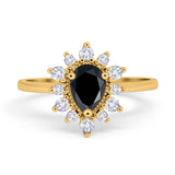 Pear Teardrop Natural Stone Floral Ring