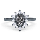 Pear Teardrop Natural Stone Floral Ring