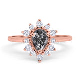 Pear Teardrop Natural Stone Floral Ring