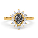 Pear Teardrop Natural Stone Floral Ring